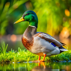 Fototapeta premium duck living life in nature