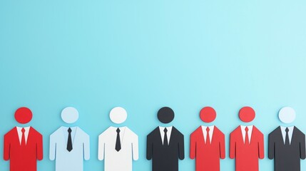 Paper cutouts of people in suits, representing diversity in a professional setting.