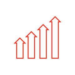 Professional career growth, efficient grow, graph revenue growth  icon. Line sign arrows up and cogwheel.  vector illustration. EPS 10/AI