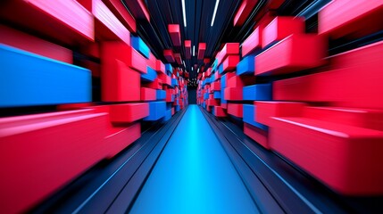 Business expo with booths, displays, and attendees in a vibrant, well-lit environment.