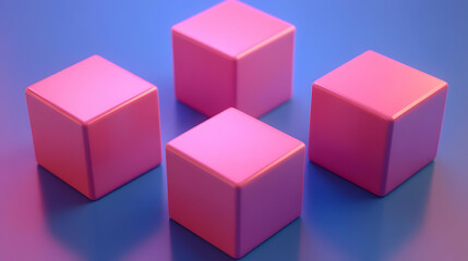 Obraz premium Pink Cubes 3D Render Abstract Background