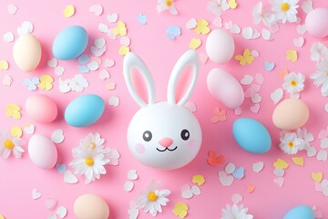 Obraz premium Easter party concept. Top view Sweet easter party background Spring holiday concept