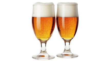 Glasses of beer, isolated on transparent background
