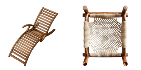 outdoor lounge chair Top view. Generative AI.