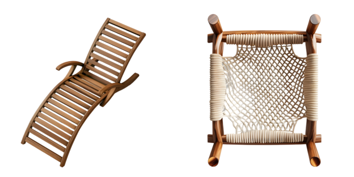 outdoor lounge chair Top view. Generative AI.