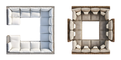 outdoor lounge sofa Top view. Generative AI.
