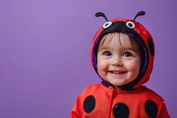 Happy Baby Wearing Adorable Ladybug Costume