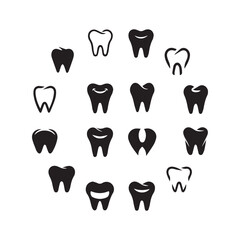 set of dental logo vector icon