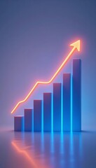 Neon Arrow Showing Increase Over Blue Bars