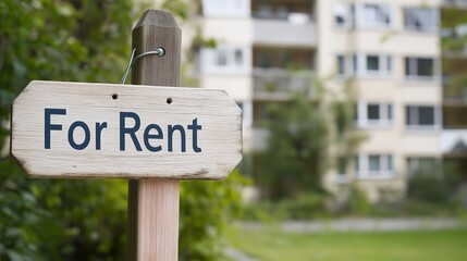 For rent sign displayed on a residential building, symbolizing opportunities for new beginnings and the dynamic nature of urban living.
