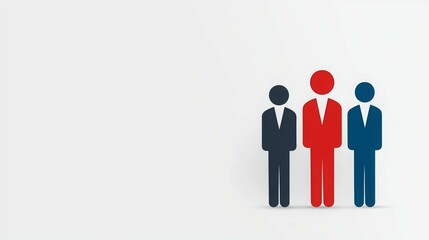 Three stylized figures representing business professionals in a minimalist design.