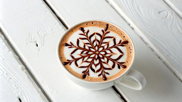 a cup of coffee with a flower design on the top1