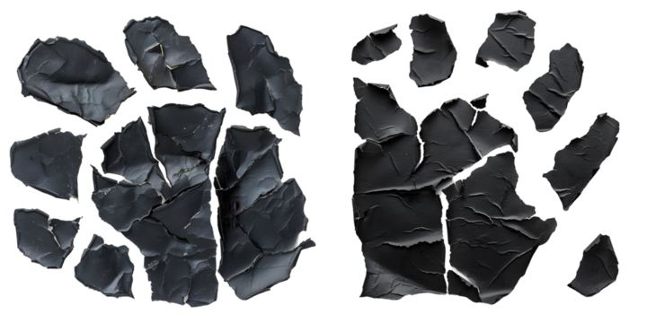 Pieces of torn black paper in animal claw shape. Generative AI.