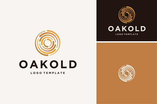 wood trunk log pith wood with letter O swirl twirl rotation wooden texture pattern logo design