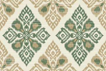 Seamless ethnic ikat pattern featuring tribal and folk embroidery combined with Mexican Aztec geometrics. Perfect for graphic art, rug design, wallpaper, wrapping and clothing.