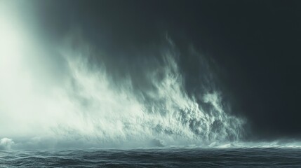 Obraz premium Superstorm over the ocean with a visible eyewall and cloud formations that extend across hundreds of miles.