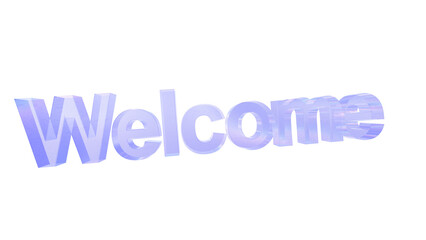 3d Welcome text with aberration effect isolated on a transparent background. Blue tone. 3d transparent elements for graphic design.