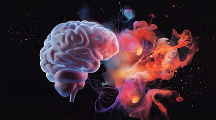 Obraz premium Exploring the connection between creativity and the human brain through vibrant visual representation