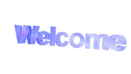 3d Welcome text with aberration effect isolated on a transparent background. Blue tone. 3d transparent elements for graphic design.