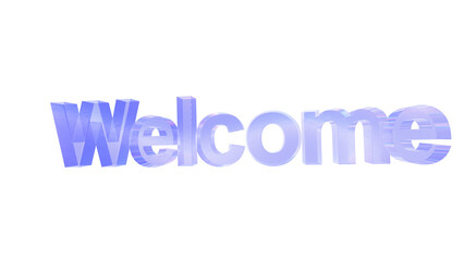 3d Welcome text with aberration effect isolated on a transparent background. Blue tone. 3d transparent elements for graphic design.