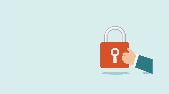 A hand holding a padlock symbolizing security and protection.