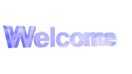 3d Welcome text with aberration effect isolated on a transparent background. Blue tone. 3d transparent elements for graphic design.