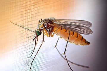 glitch,  Detailed view of a mosquito-proof window screen, designed to prevent mosquitoes from entering homes during springtime