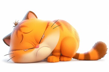 3d cartoon Garfield sad crying cute, isolated on white background