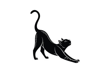 cat stretching back silhouette free vector illustration on white background