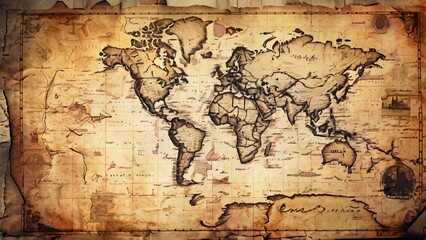 Old Map Paper in Vintage Style: Aged and Textured Background for Historical and Adventure Themes