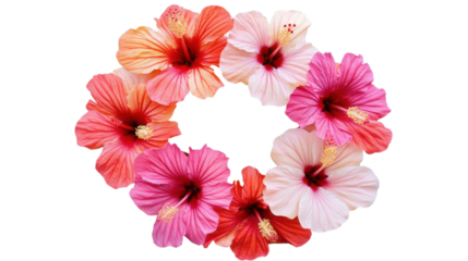 Round flower wreath, transparent background