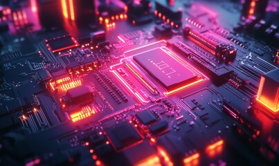 Fototapeta premium Computing processor, CPU, microchip, and electronic circuit board,Computer Digital Background