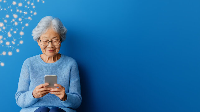 senior citizen using smartphone for health monitoring