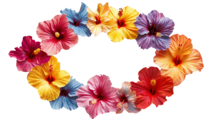 Round flower wreath, transparent background