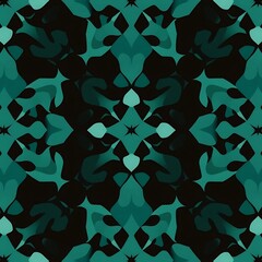 Abstract Teal & Black Pattern: A captivating and intricate digital pattern featuring a kaleidoscope of teal and black hues, creating a hypnotic and mesmerizing visual experience.  