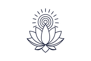 lotus flower line art free vector illustration on white background