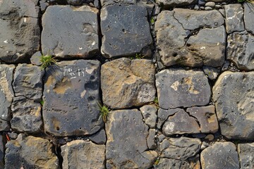 Obraz premium Image of Brown pebble stone paving surface. Texture for background usage
