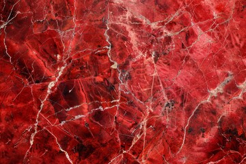 Image of Crimson red marble pattern with white veins. Texture for background usage
