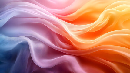 Obraz premium A Delicate Blend of Colors in Smooth, Sheer Chiffon Fabric Flowing Elegantly Like Drapery
