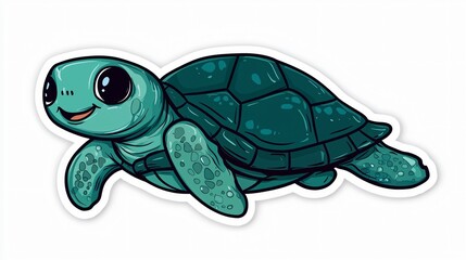 Fototapeta premium Adorable sea turtle illustration ocean digital art playful colorful