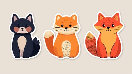 Obraz premium Playful cartoon foxes and dogs digital illustration whimsical style