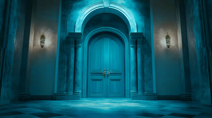 Fototapeta premium Teal Doorway 3D Render