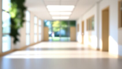 Fototapeta premium A soft, blurred background of a school environment bathed in natural light.