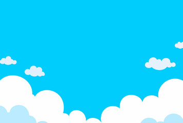 Bright Blue Sky with Cartoon White Clouds Illustration