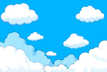 Vibrant Blue Sky with Fluffy Clouds