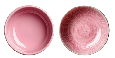 A pair of charming pink bowls with elegant glossy finishes and textures.