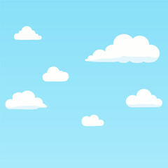 Cartoon Blue Sky with Fluffy White Clouds