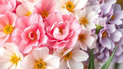 Fototapeta premium Delicate pink and white flowers in a beautiful bouquet