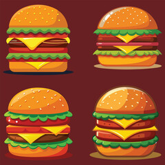 double beef burger vector illustration