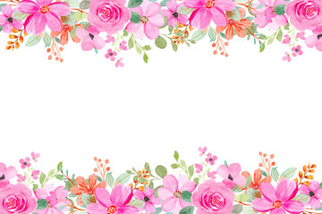 Pink floral watercolor garden for wedding, birthday, card, background, invitation, wallpaper, sticker, decoration etc.